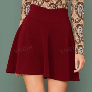 SHEIN Privé Wide Waistband Zip Back Skater Skirt